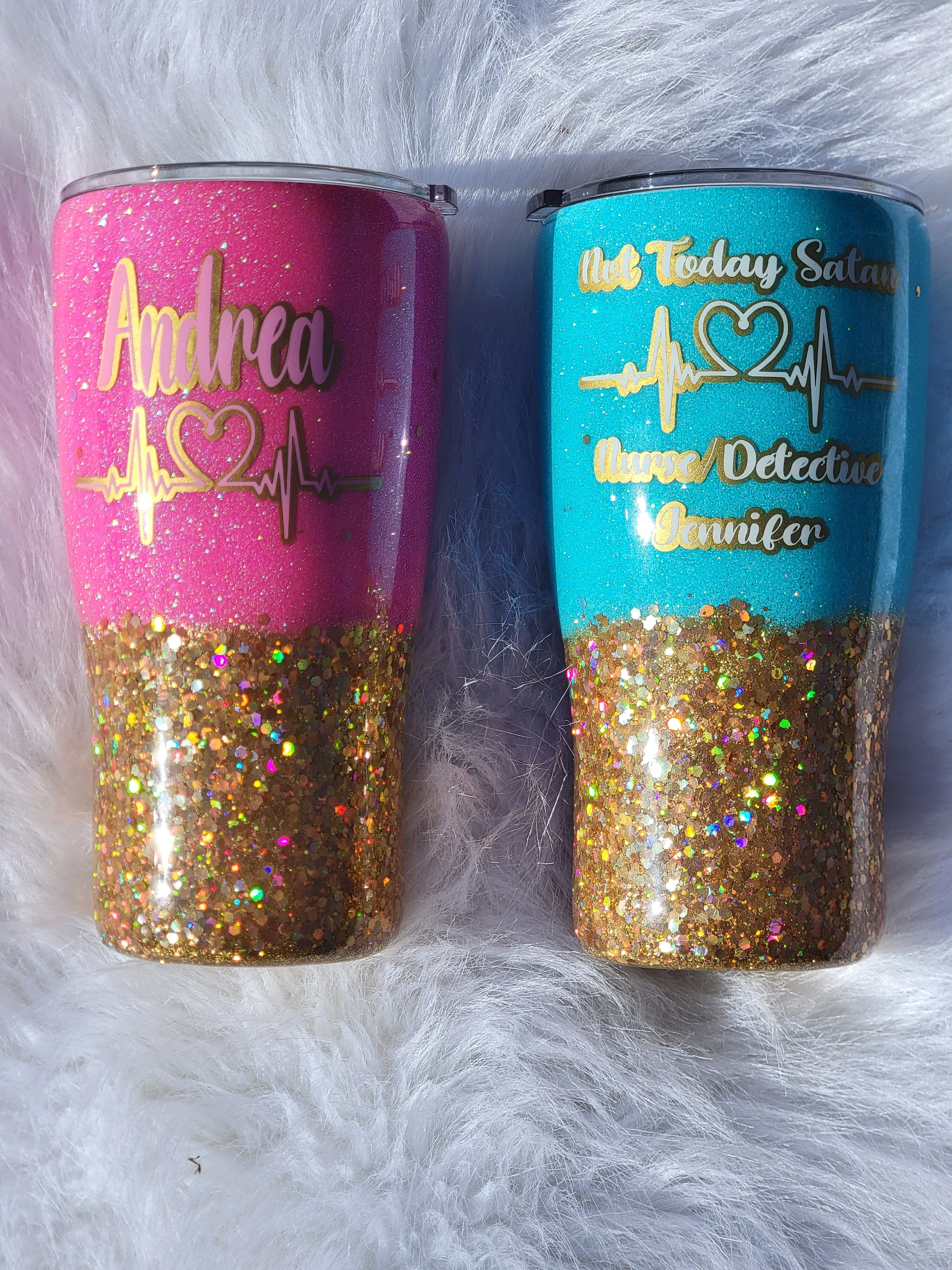 Glittered Personalized Kids Cup, Custom Glittered Tumbler, Glitter