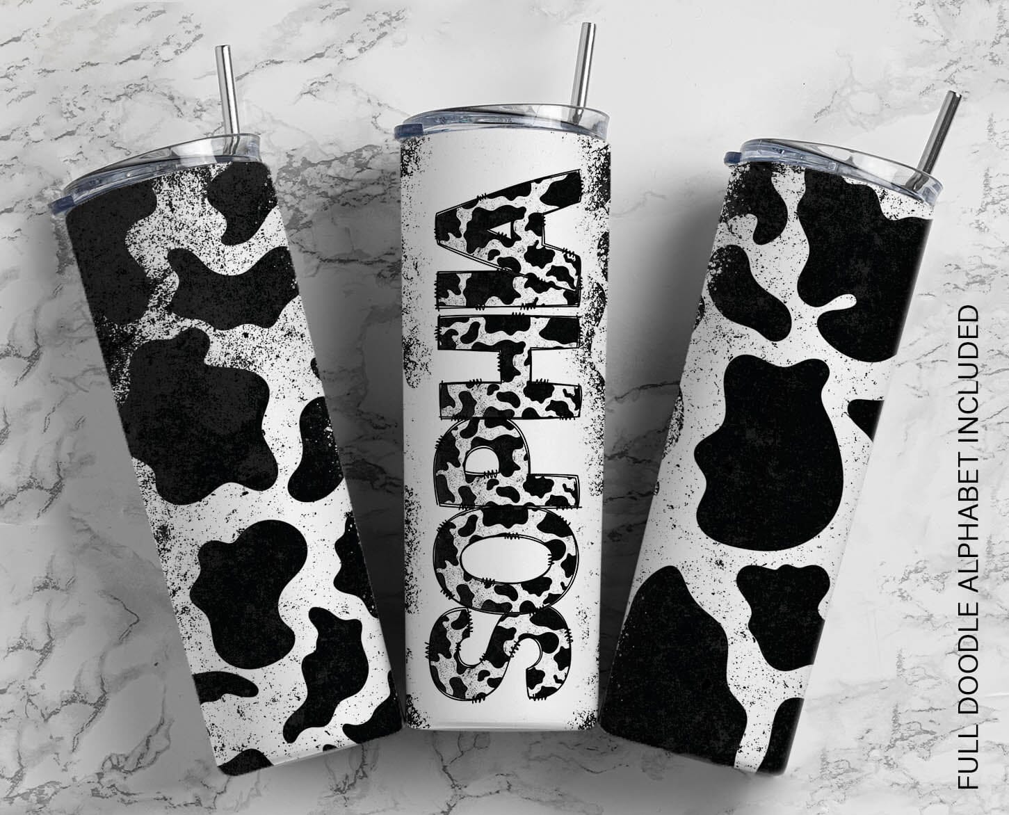 Cow Print Tumbler with Lid 20oz