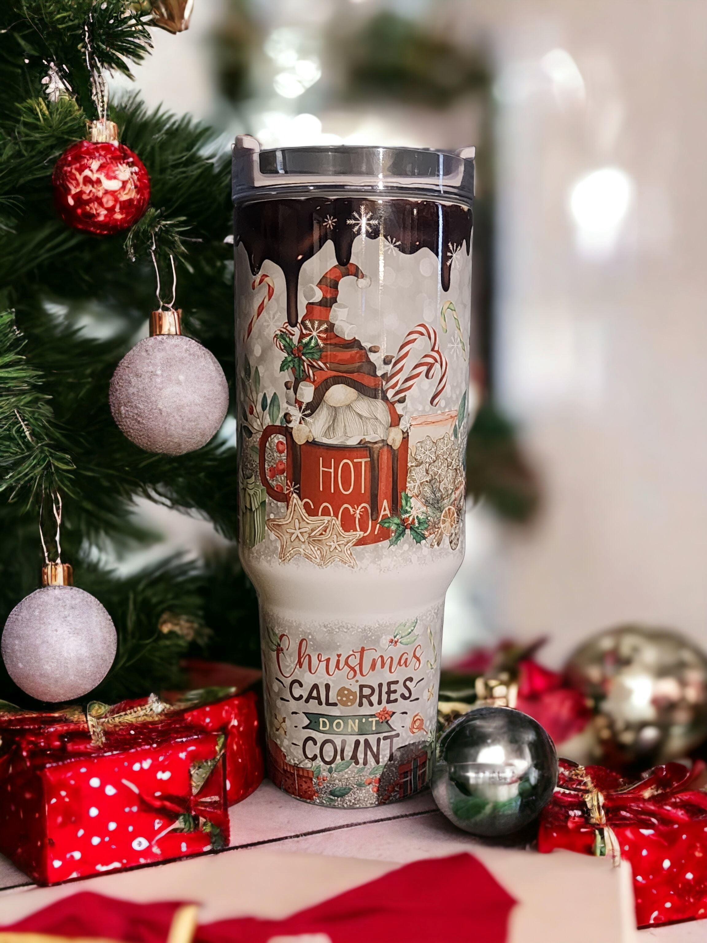 40oz gnomes hot cocoa tumbler with handle Gravesfamilycreations