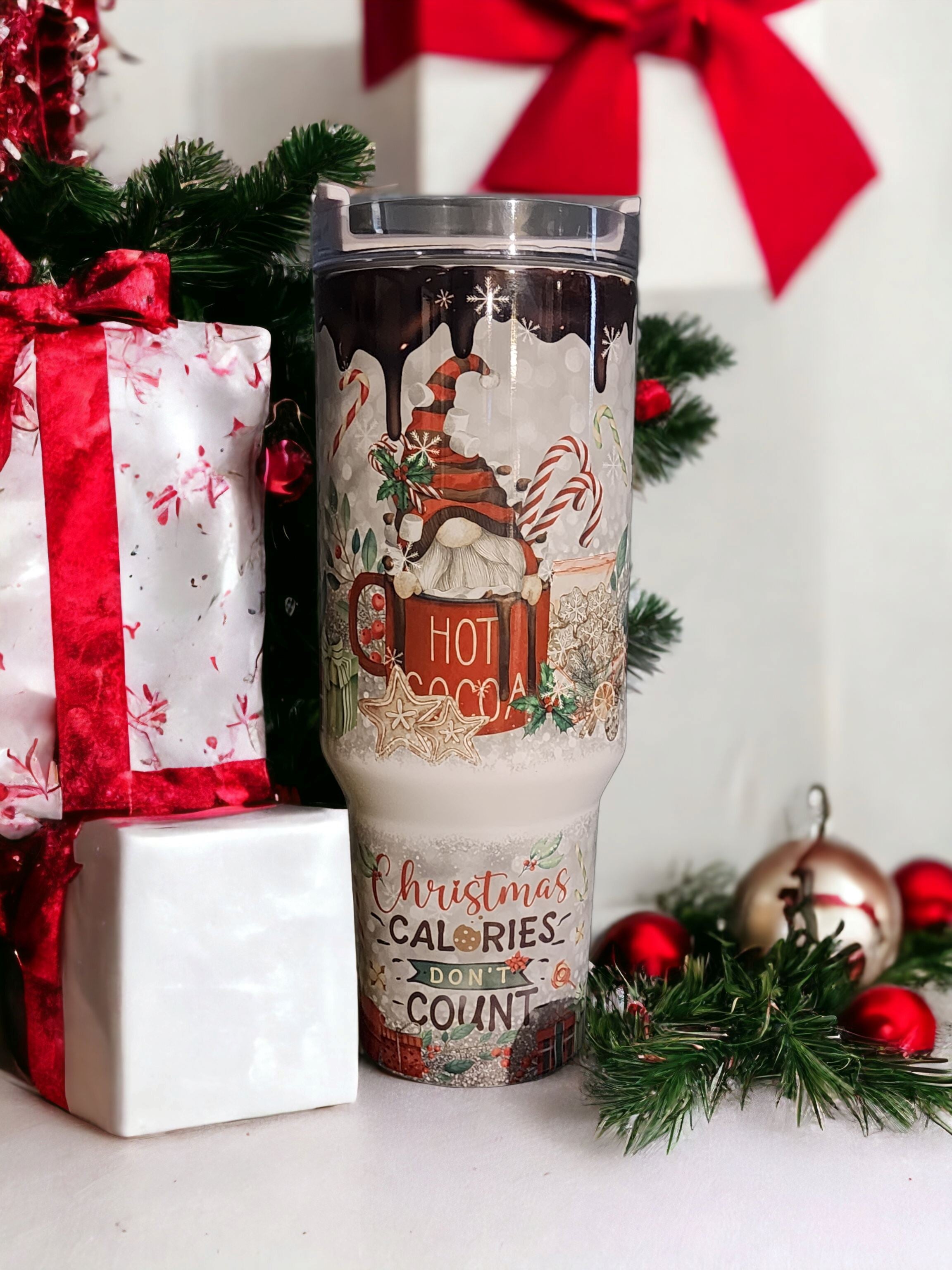 40oz gnomes hot cocoa tumbler with handle Gravesfamilycreations
