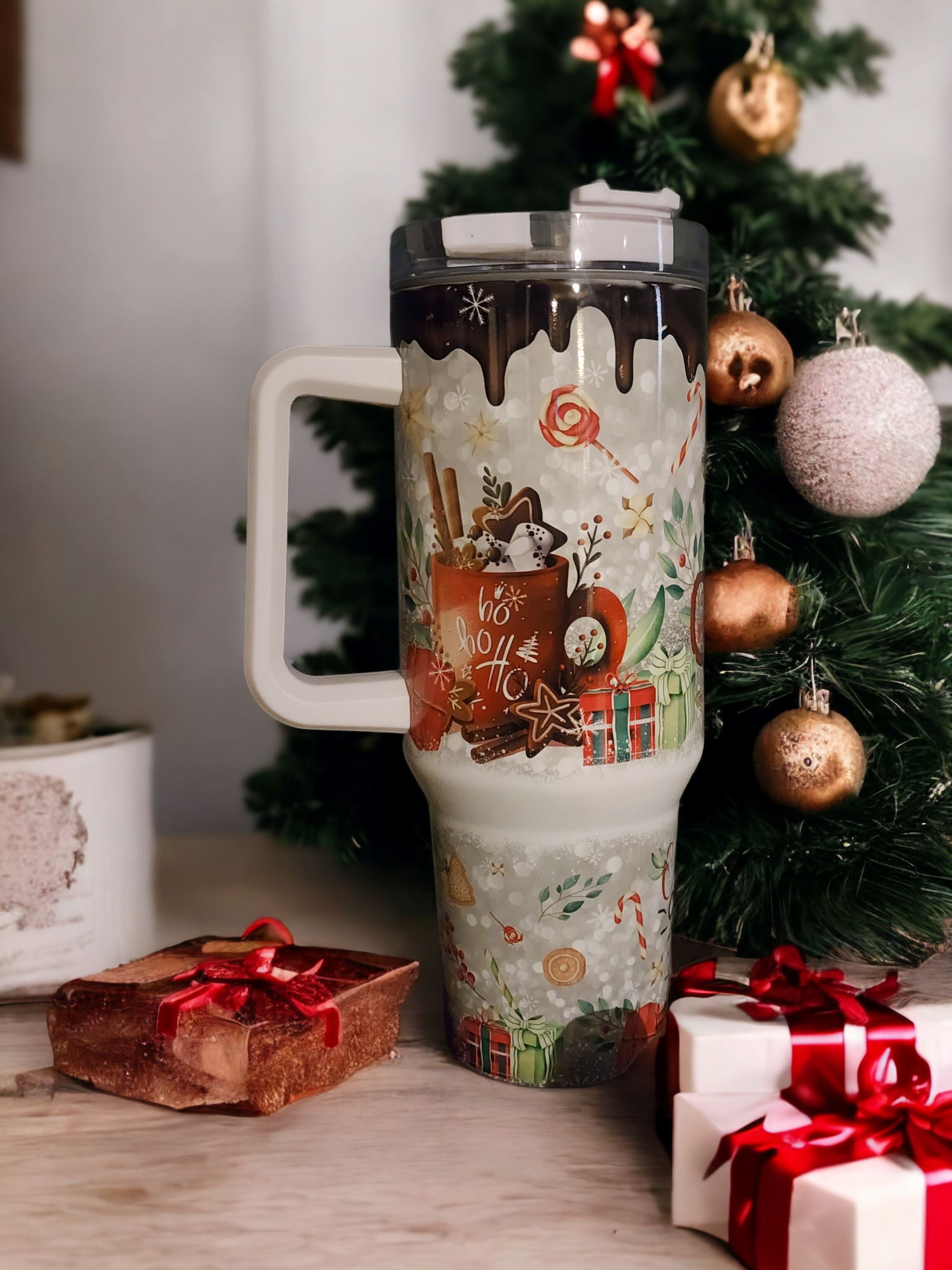 40oz gnomes hot cocoa tumbler with handle Gravesfamilycreations