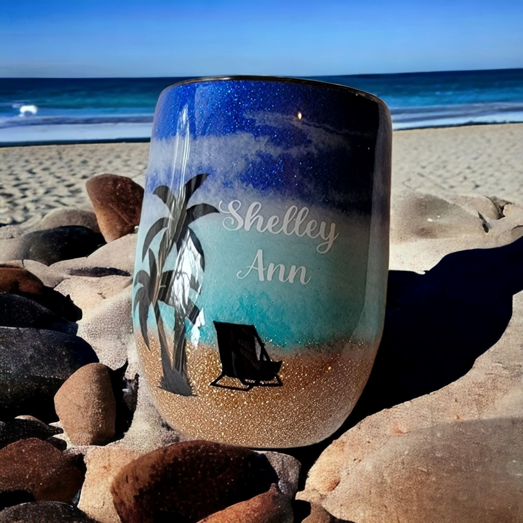 Beach themed wine tumbler