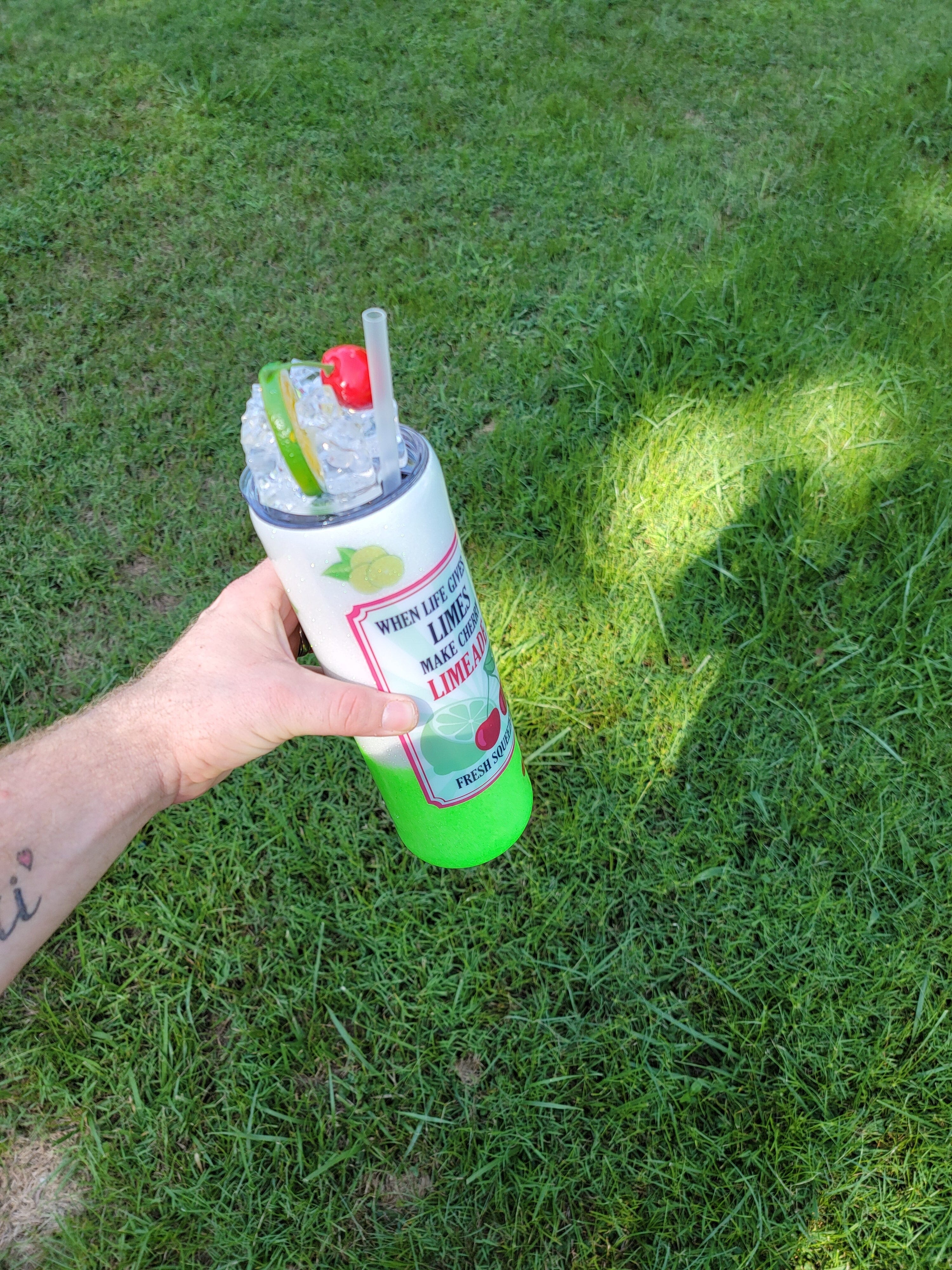 Cherry limeade glitter tumbler Gravesfamilycreations