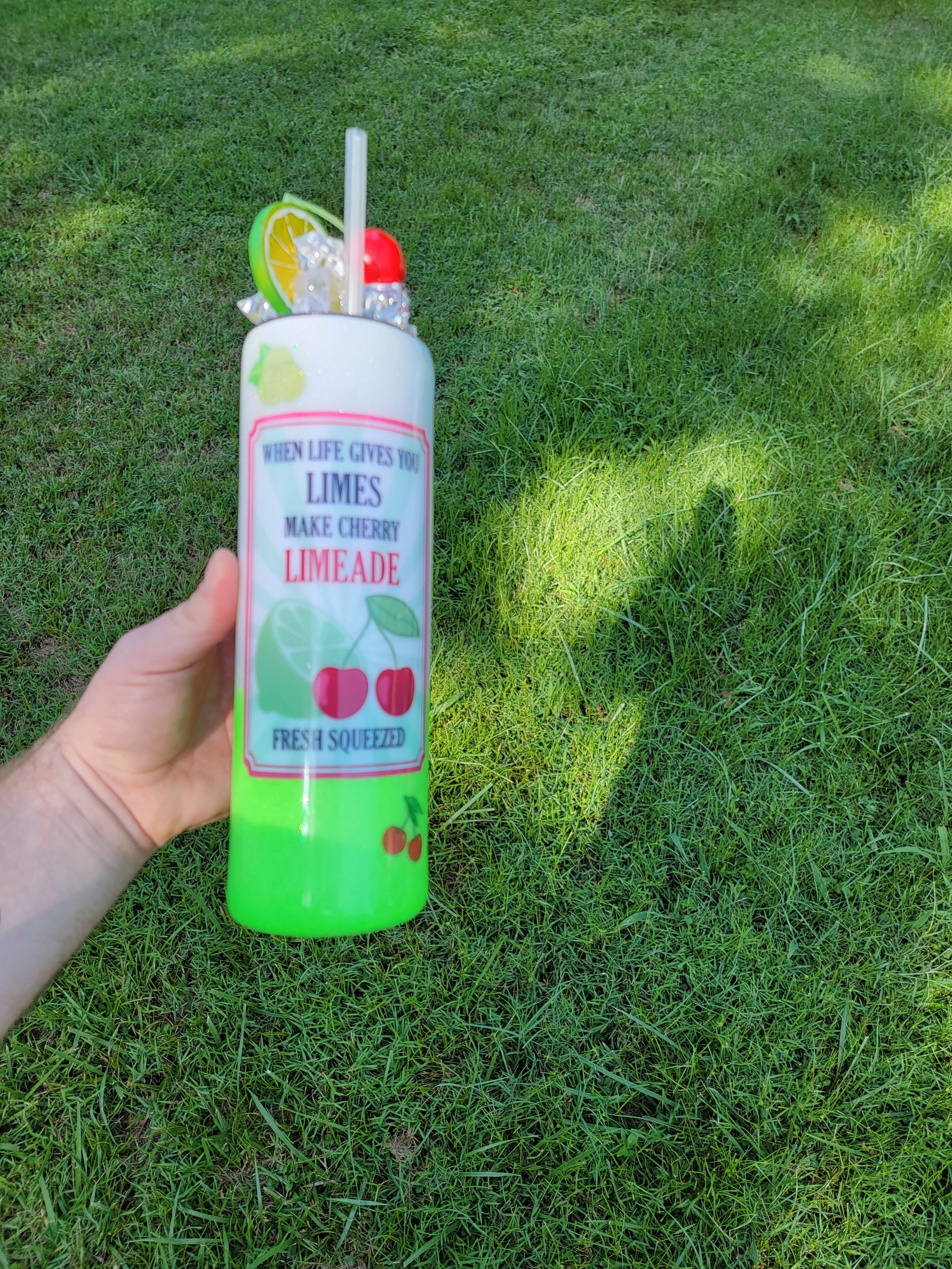 Cherry limeade glitter tumbler Gravesfamilycreations