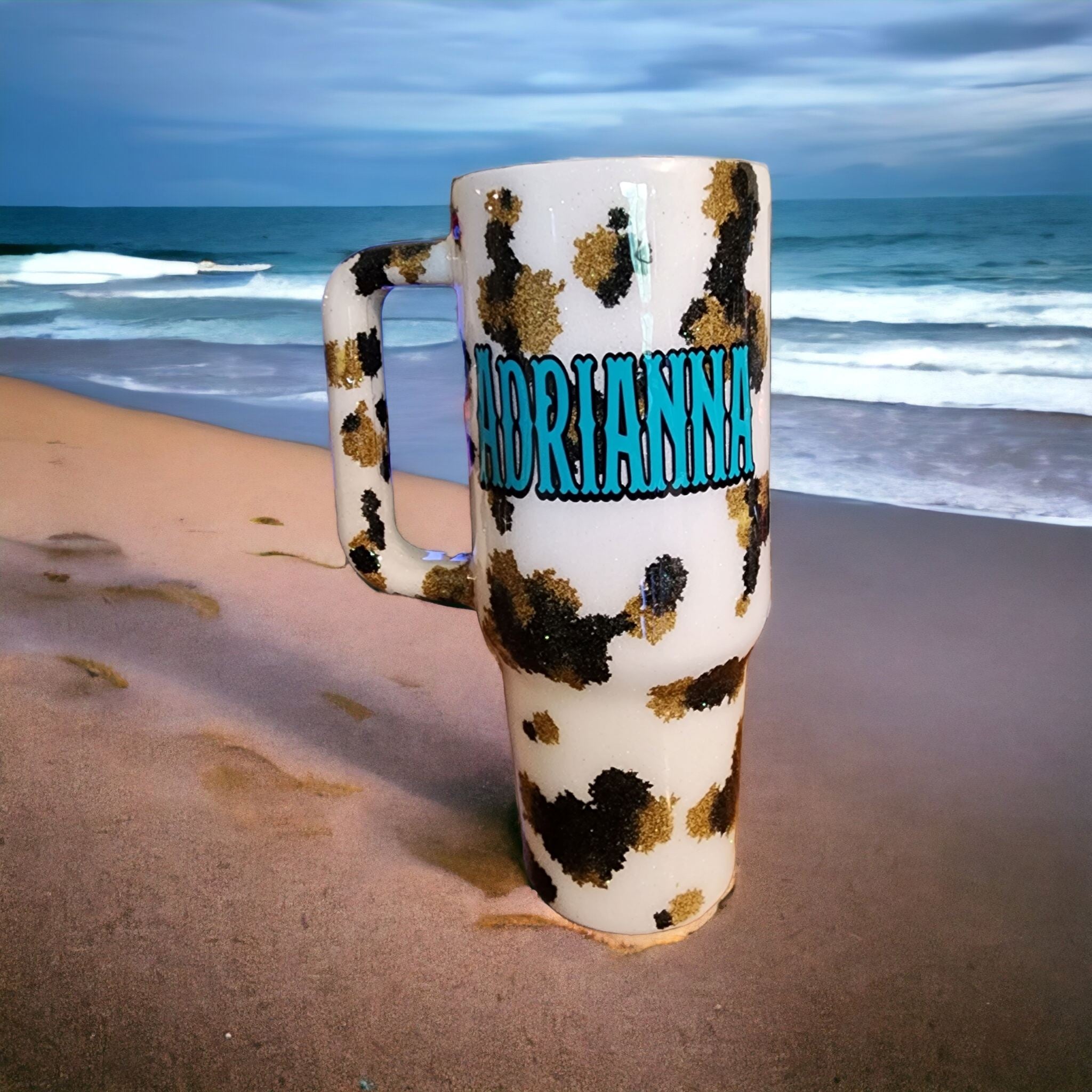 40oz Cow Tumbler With Handle,Cow Print Gifts for Women,Cow Print