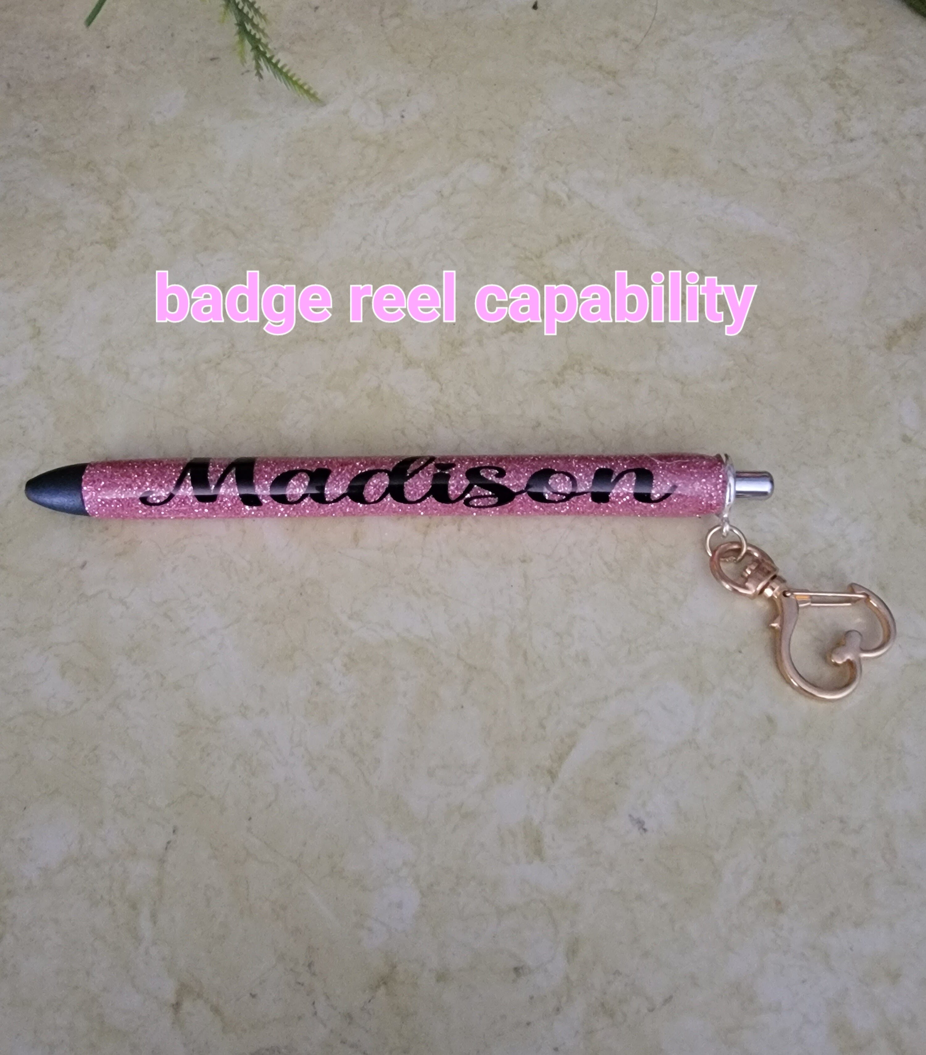 Custom glitter pens badge reel compatable birthday gifts nurse gifts