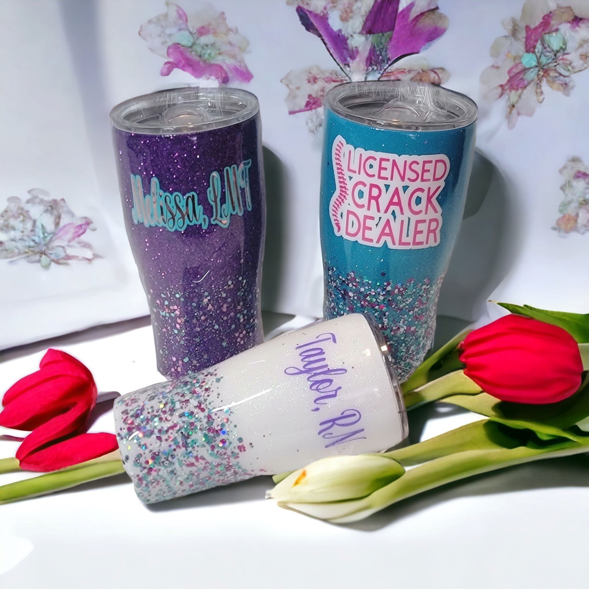 Custom glitter tumblers