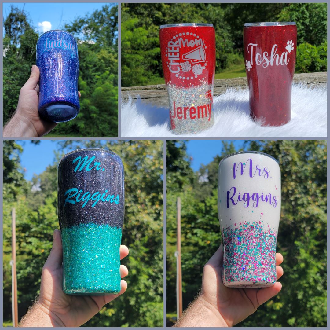 Personalized glitter tumblers