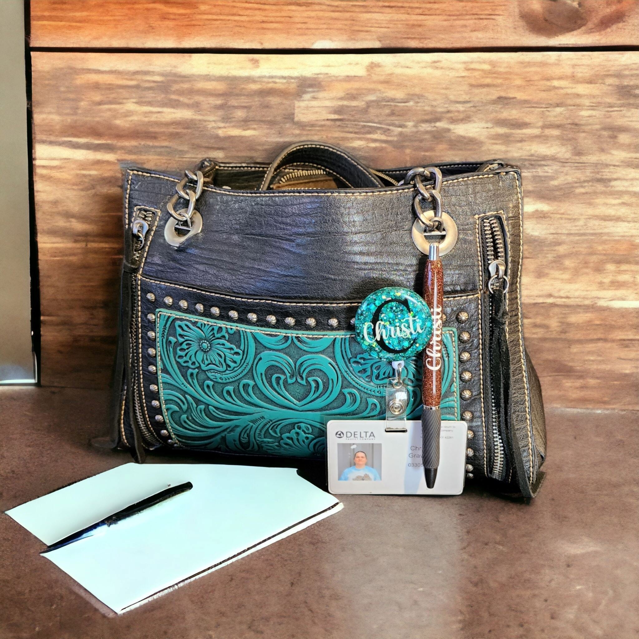 Custom pen and badge reel bundle Gravesfamilycreations