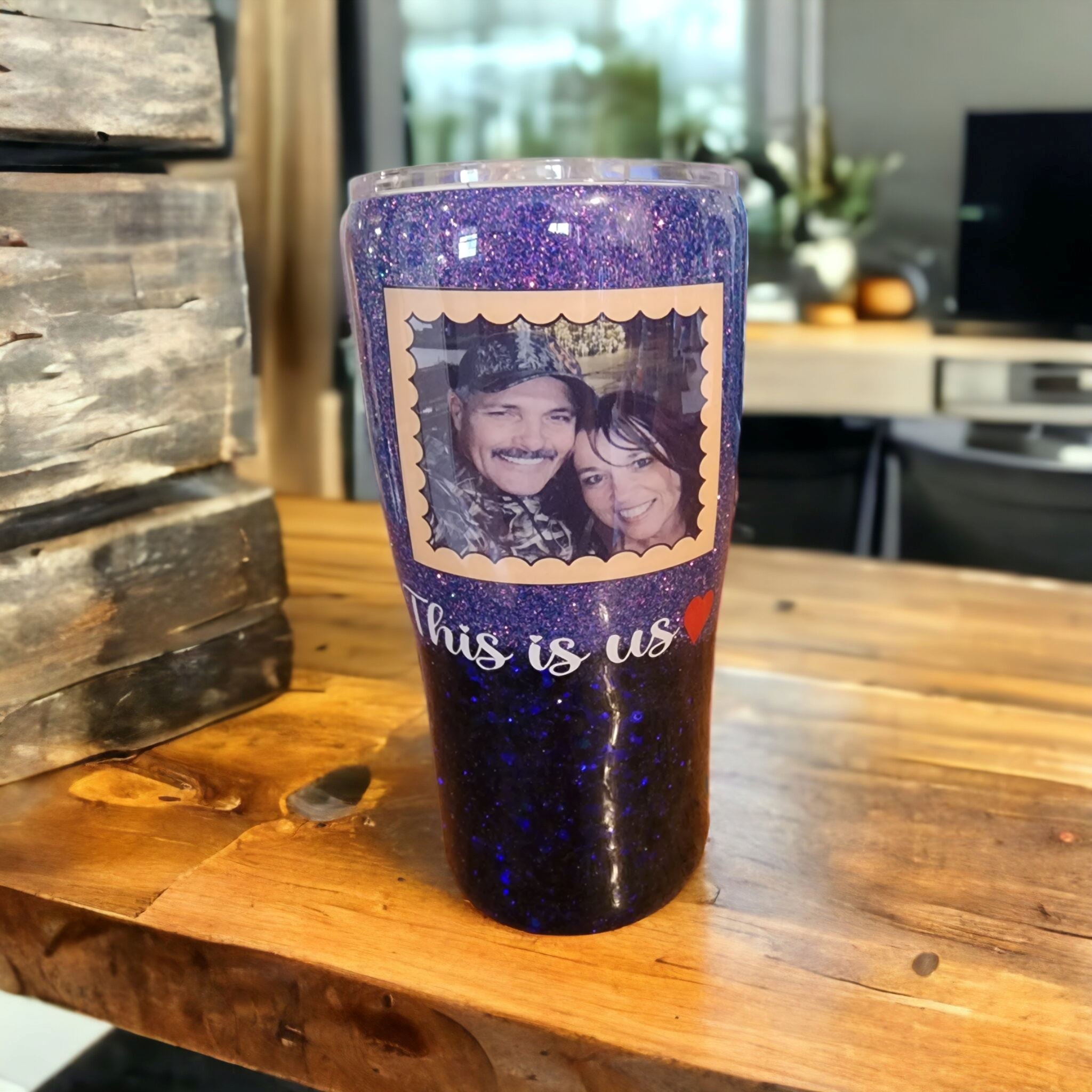 Glitter photo tumblers custom tumblers personalized tumblers Tumblers Gravesfamilycreations