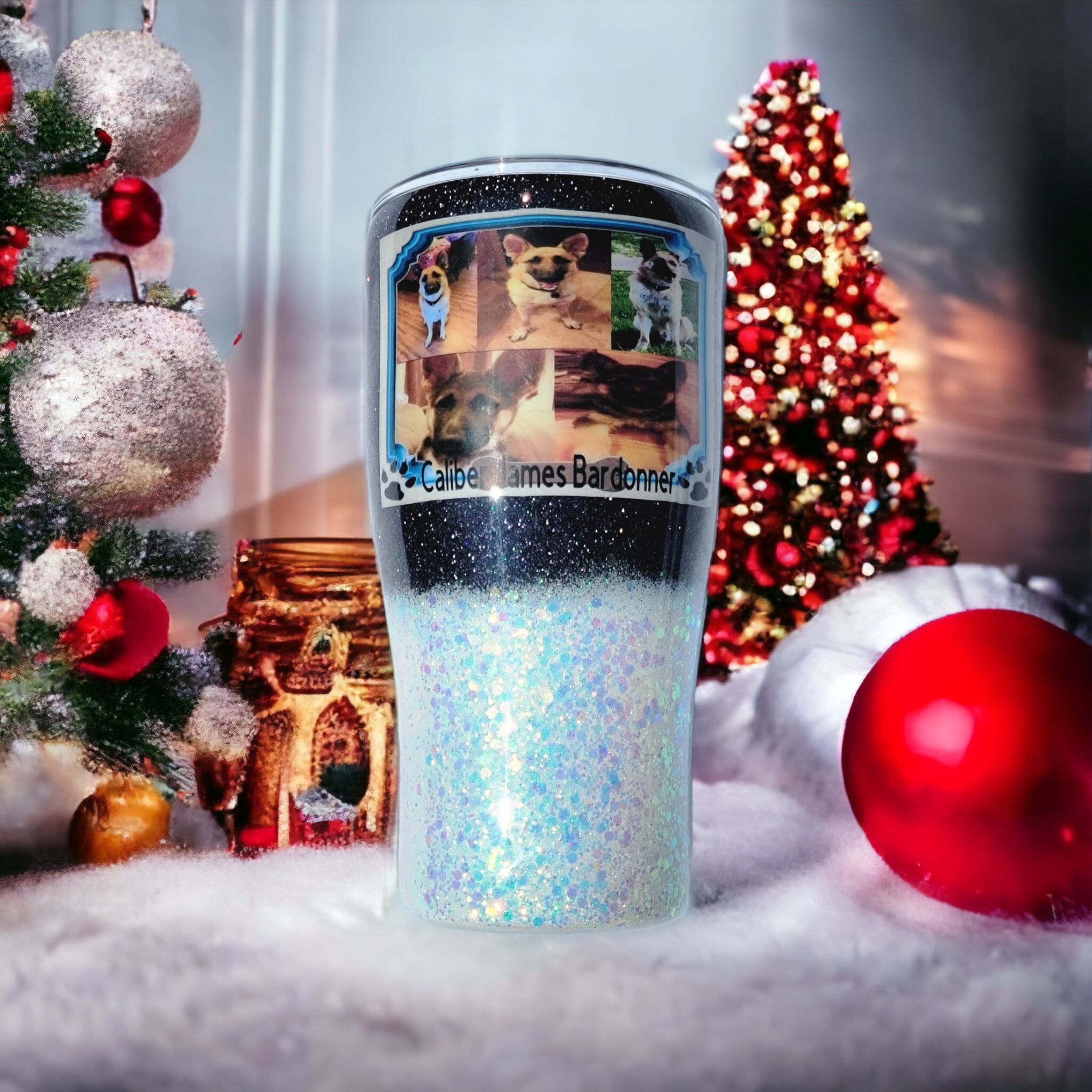 Christmas Personalized Glitter Tumbler