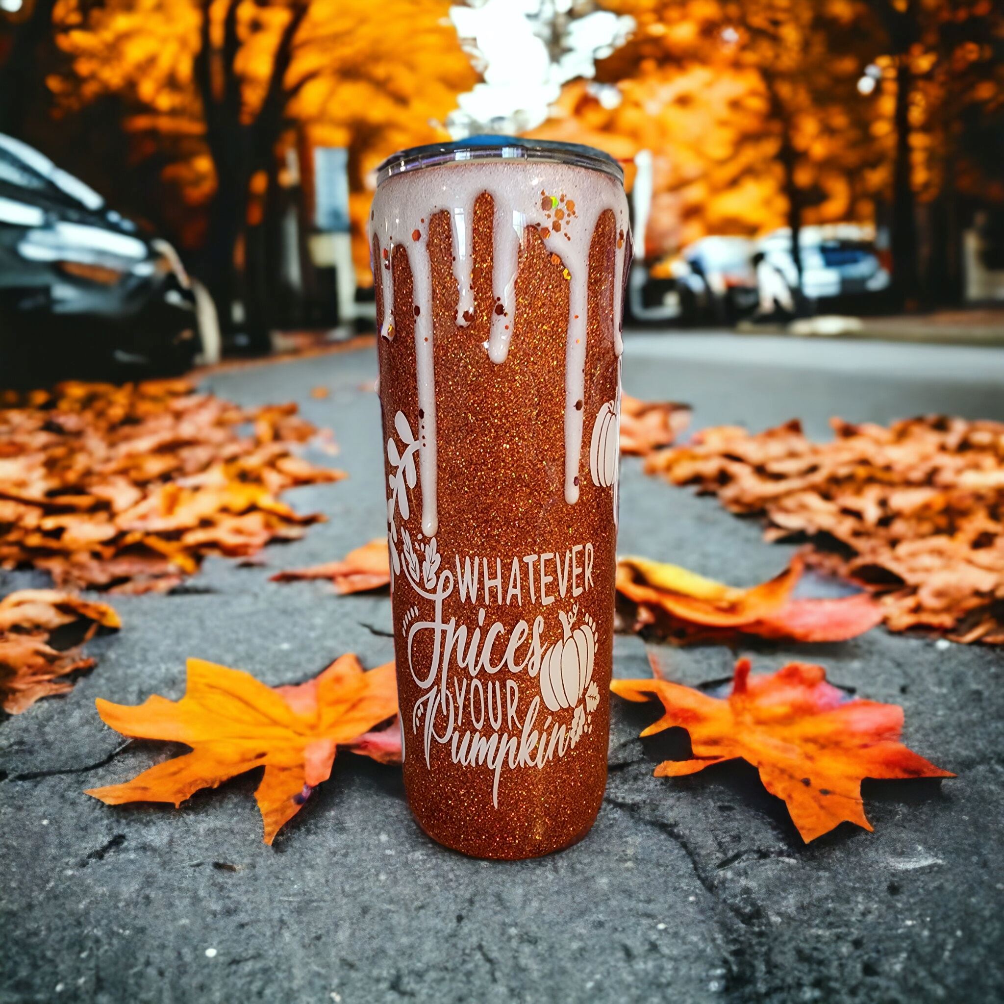 Pumkin spice 3d drip tumbler Gravesfamilycreations