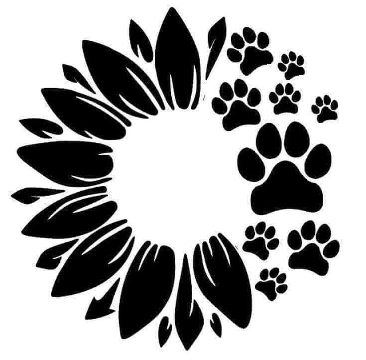 Sunflower and paw prints window sticker Gravesfamilycreations