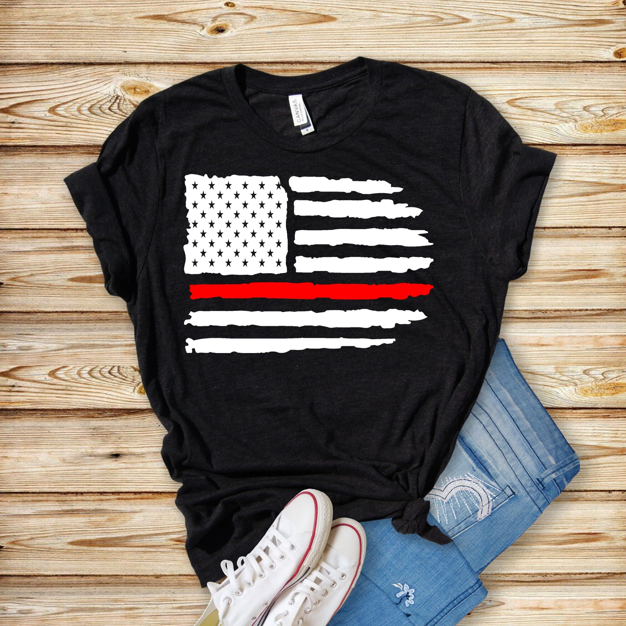 Thin red line flag T-shirt Gravesfamilycreations